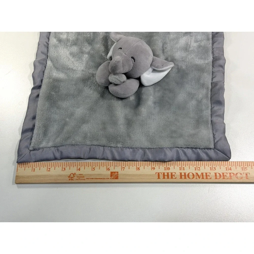Carters Elephant Lovey Security Baby Blanket Gray White Cuddle Plush Back Up